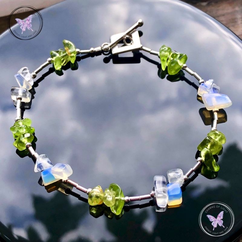 Peridot & Opalite Silver Bracelet